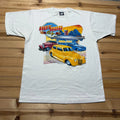 Vintage 90s Hot Rod Cafe Cruise Night 91 Classic Car Graphic T-Shirt USA - Large