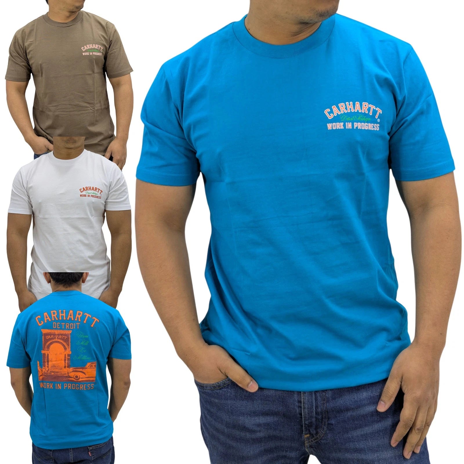 Carhartt WIP Mens T Shirts Graphic Print 100% Cotton Contrasting Logo Slim Fit