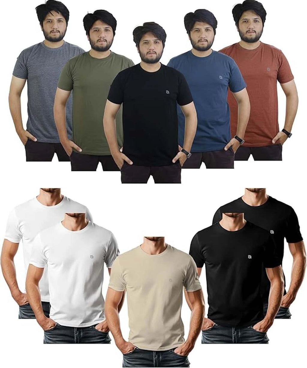 5 PK Men’s T-Shirts Multipack Crew Neck T-Shirt Short Sleeves T-Shirt for Men