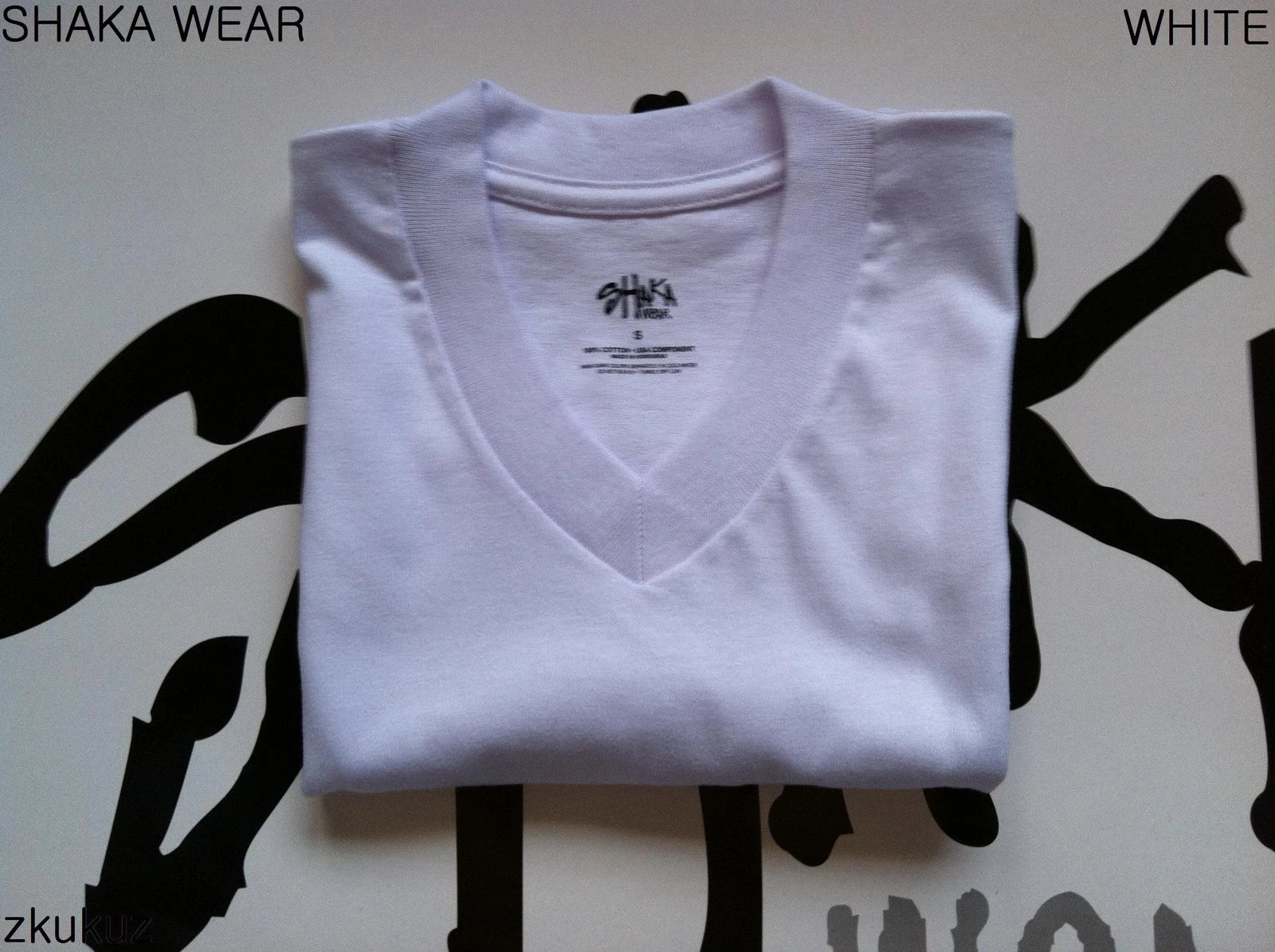 3 NEW SHAKA WEAR PLAIN SHORT SLEEVE V-NECK T-SHIRT WARM WHITE BLANK LARGE L 3PC