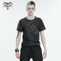 Devil Fashion Men Black Punk Arm Pocket Short Sleeve T-Shirt Casual Slim Tops