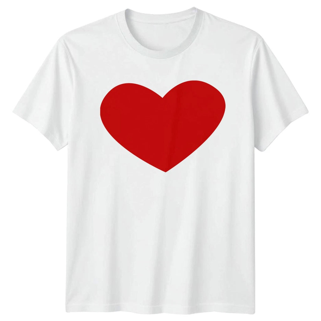 Red Heart Simple Love Symbol T-Shirt Minimalism Romance Valentine Day