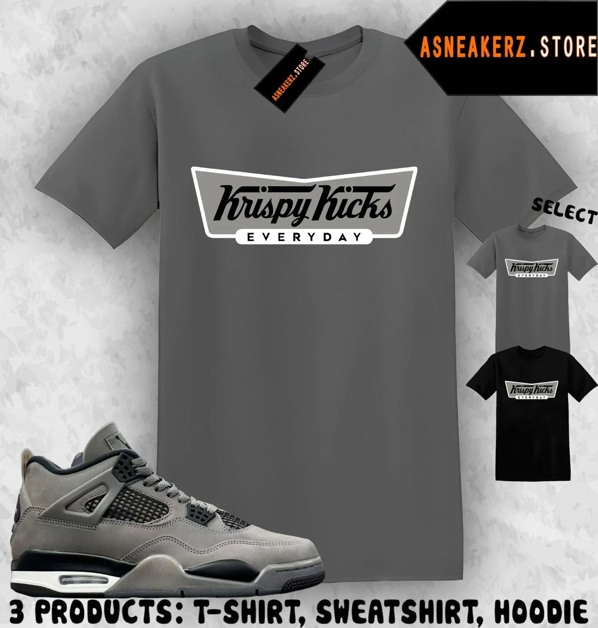 Tee Shirt Matching AJ 4 Cave Stone 2025 To Match Sneaker Krispy Kicks T-Shirt