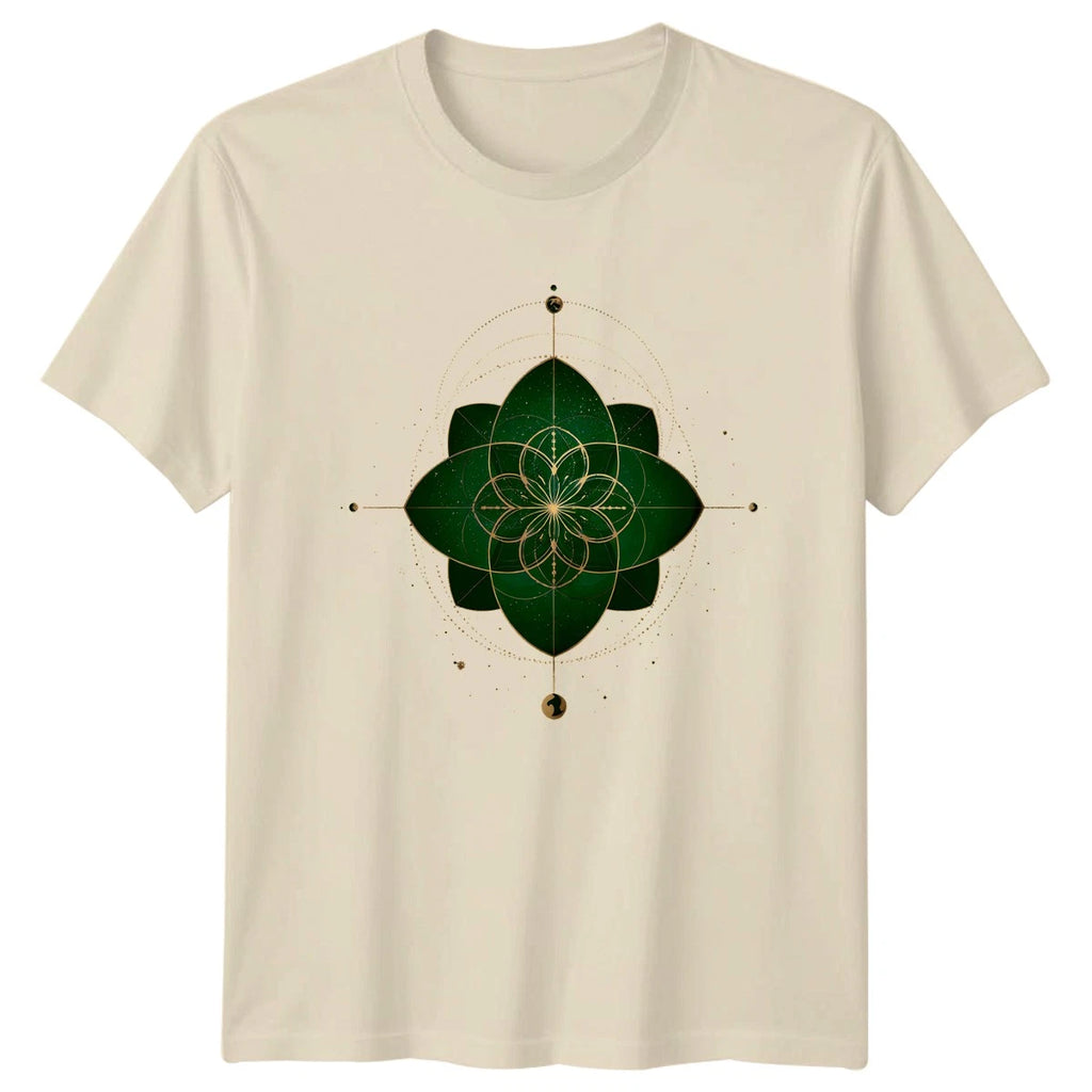 Emerald Green Sacred Geometry Celestial T-Shirt Spiritual Symbol Esoteric Art