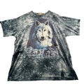 Vintage Mountain Wolf Graphic T-Shirt Mens XL Grey Tie Dye Mystical Moon