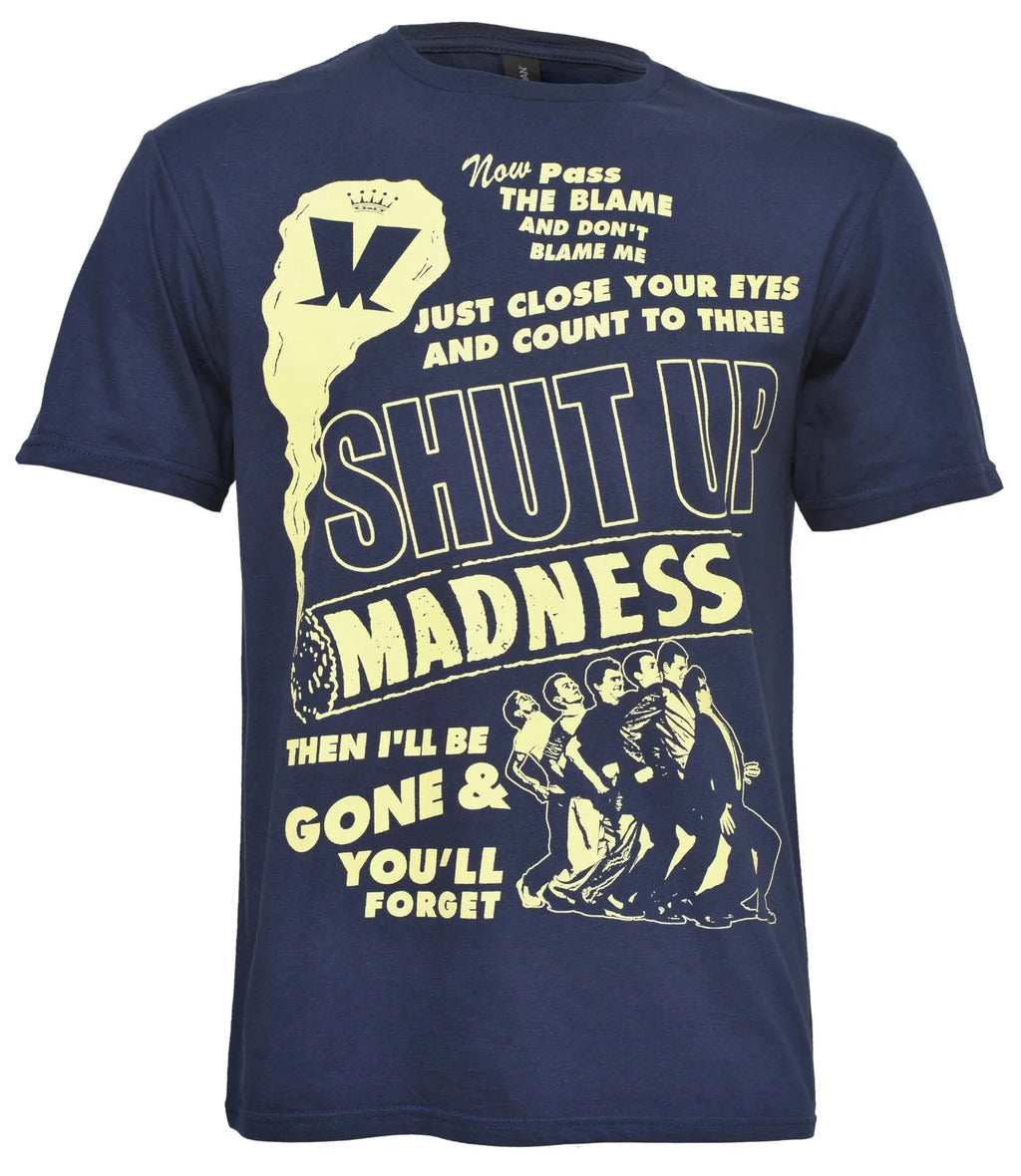 Official Madness T Shirt Shut Up Band Logo Blue New S M L XL XXL