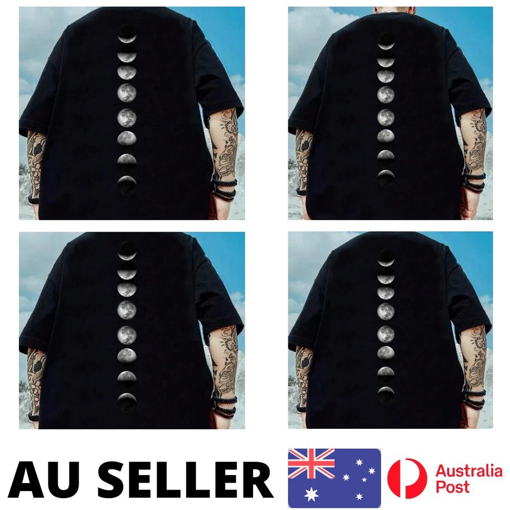 Lunar Changes Creativity Shirt Prints Male Cotton - AU Stock