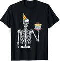Skeleton Birthday Party Lazy Halloween Costume Funny Skull T-Shirt
