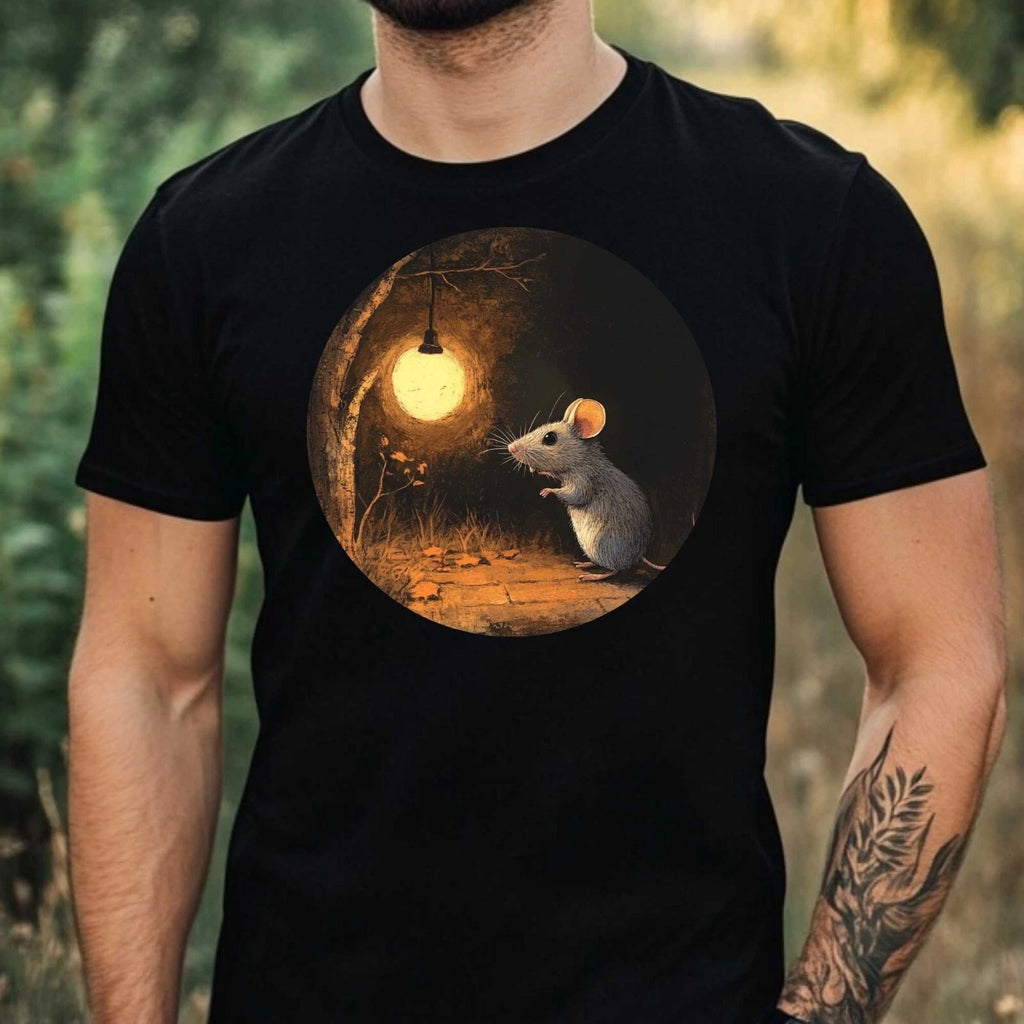 Mens Mouse In The Moonlight Motif Cotton T-Shirt Size XS to 5XL