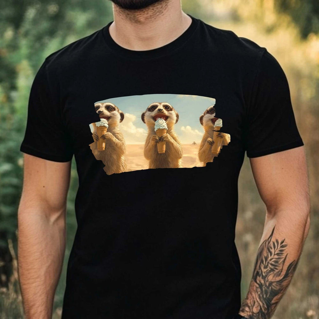 Meerkat Eating Ice Cream Print Cotton Mens T-Shirt Size XS to 5XL