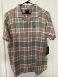 New RVCA Sport Designer Street Style Button Font Short Sleeve Shirt Size XL