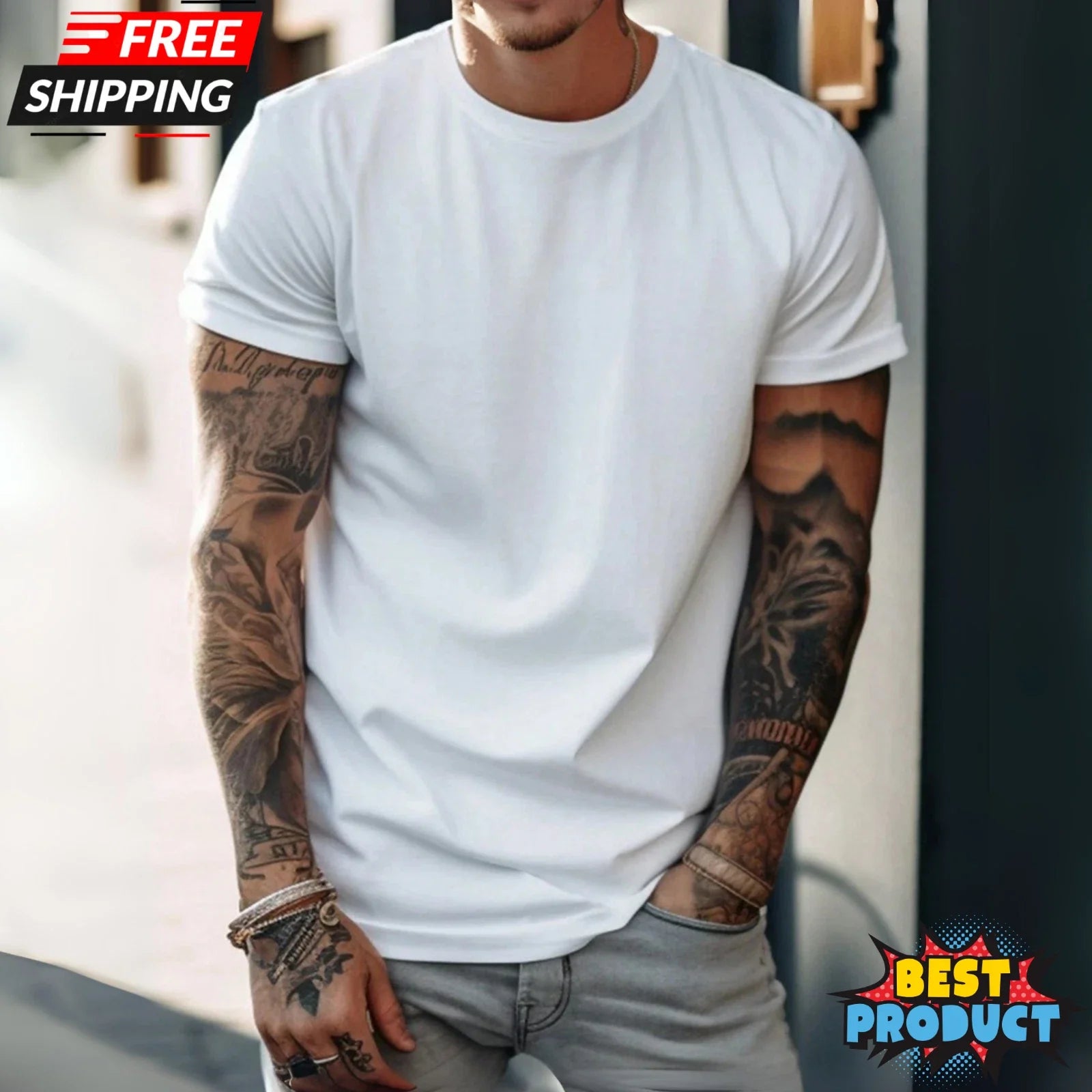 T-Shirt Men's Solid Color Casual Street Sporty Crew Neck Short Sleeve T-Shirt
