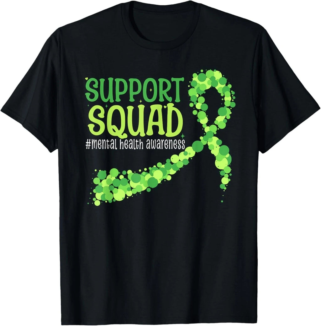 Cute Green Ribbon Mental Health Awareness Support Squad T-Shirt