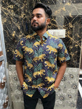 Blue Tiger Shirts Men's Clothing Boys Beautiful Shirts Indian Cotton Shirts US
