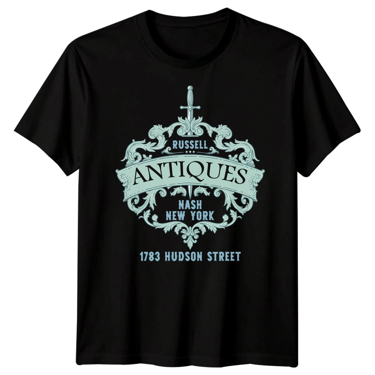 Russell Nash Antiques Mens Tshirt Retro Shop T-shirt Scotland Highlands Tee