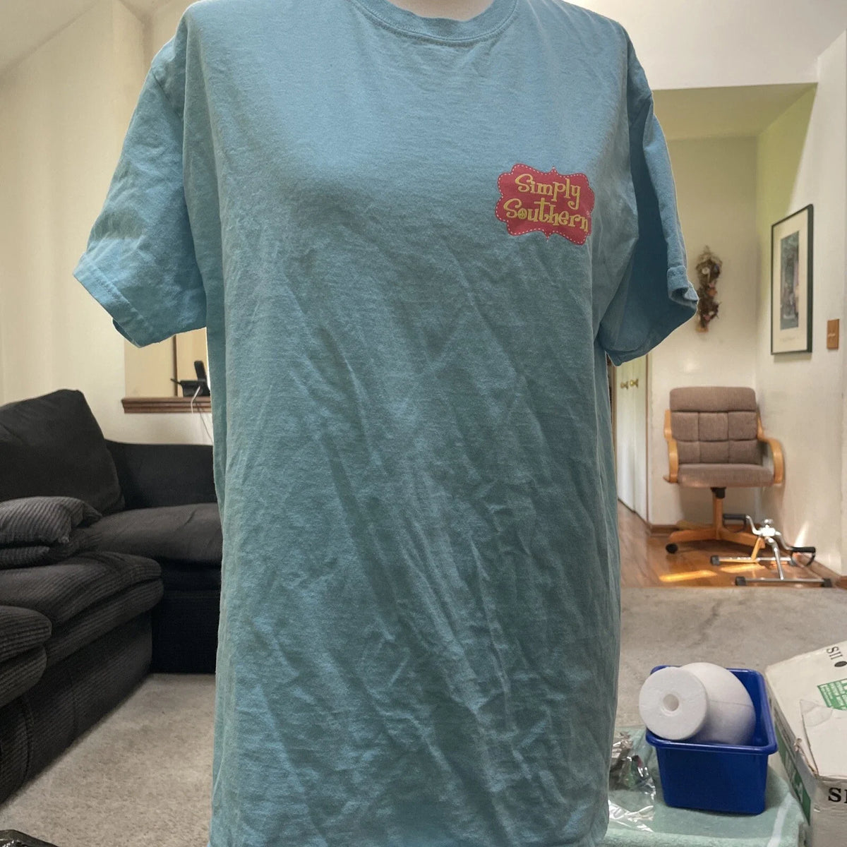 Simple Southern The South Smiles With Sweet Tea Light Blue T Shirt Size Medium