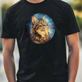 Men's Maine Coon Cat Portrait Motif Cotton T-Shirt Size XS to 5XL