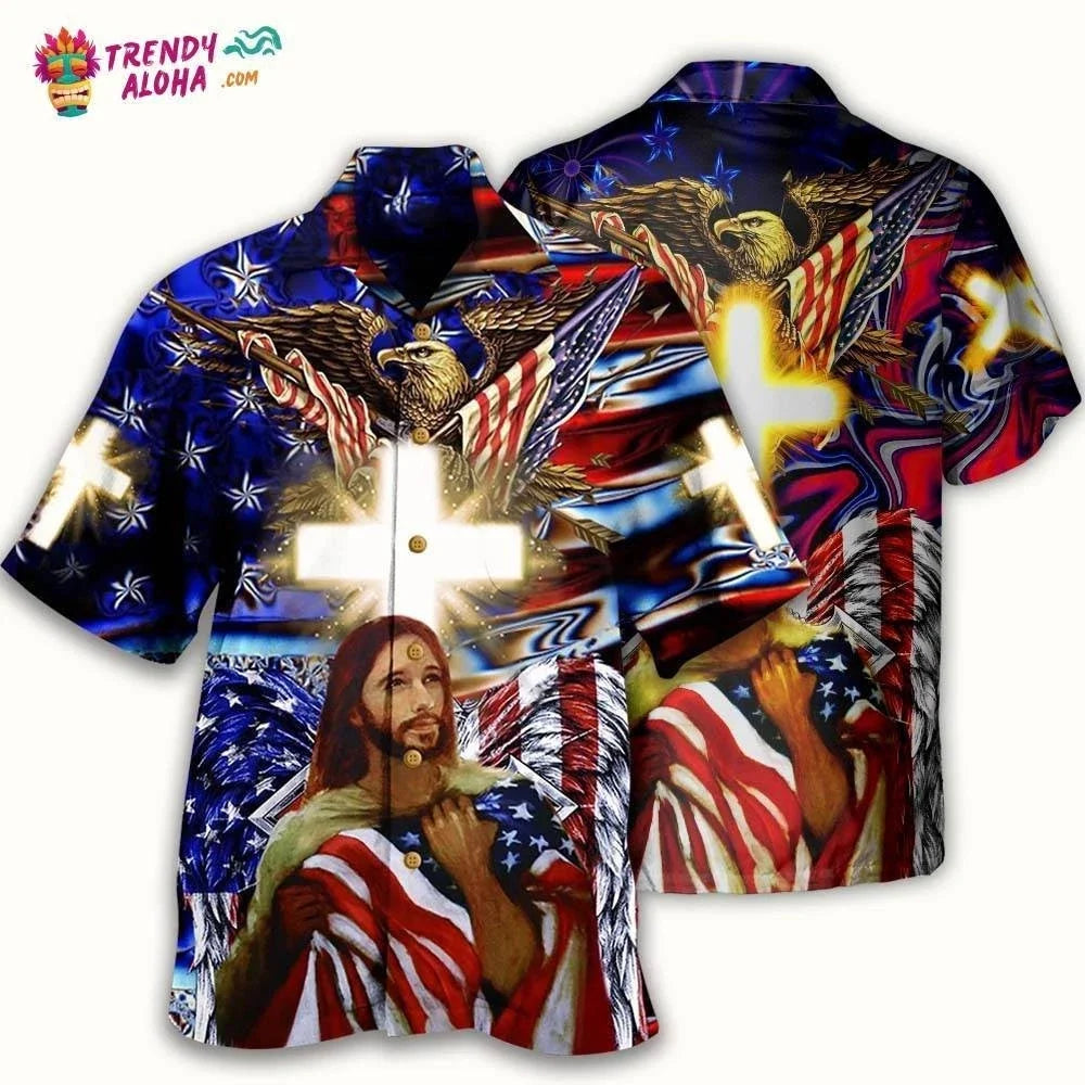 America Jesus Bless Hawaiian Shirt – Trendy Aloha L682