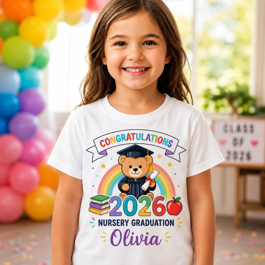 Personalised Nursery Graduation T Shirt, 2026 Kids Gift