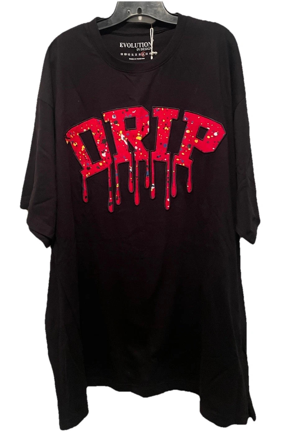 Men’s Evolution in Design Drip T-Shirt Big 4XL Black Red Street Wear Hip Hop