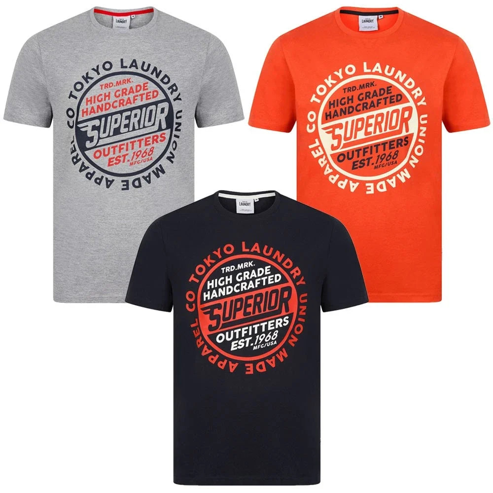 Tokyo Laundry Men's T-Shirt Cotton Retro Graphic Print Casual Crew Neck Tee Top
