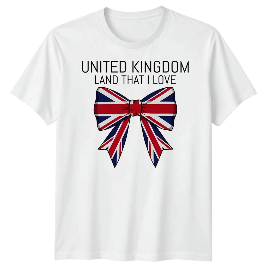 Union Jack T-Shirt United Kingdom Flag Bow UK Pride Patriotic Adults & Kids Tee