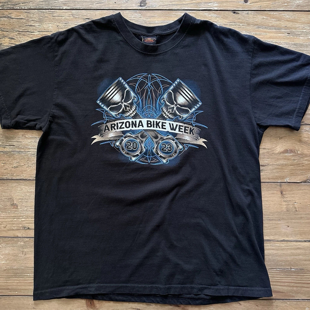 Hot Leathers Arizona Bike Week 2023 Biker Motorcycle Rally T-Shirt XL Skull