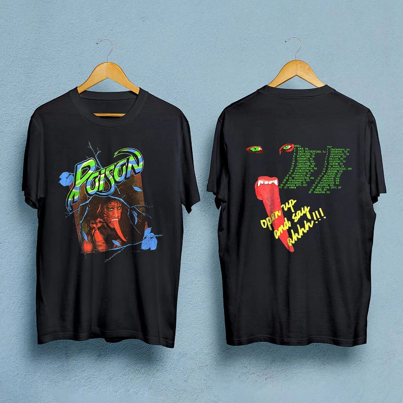 Vintage 80s POISON Open Up And Say Ahh Banned 1988 tour concert band T-Shirt