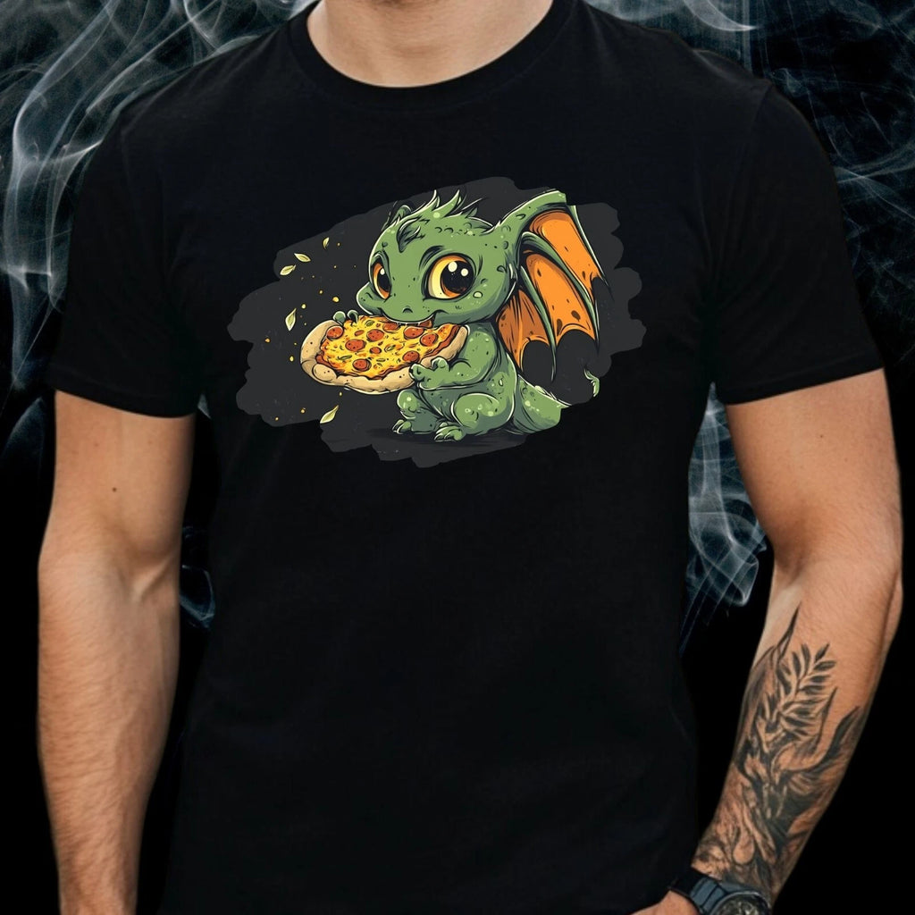 Mens Baby Dragon Pizza Print Cotton T-Shirt Size XS to 5XL