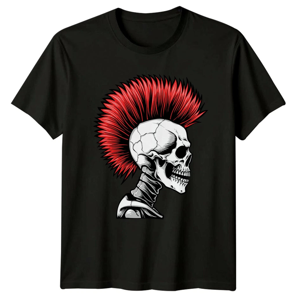 Red Hair Mohawk Skull T-Shirt Punk Rock Gothic Birthday Gift For Him And Her