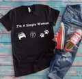 I'm a Simple Woman Dog Paws and Flip Flops, Black Unisex T-shirt