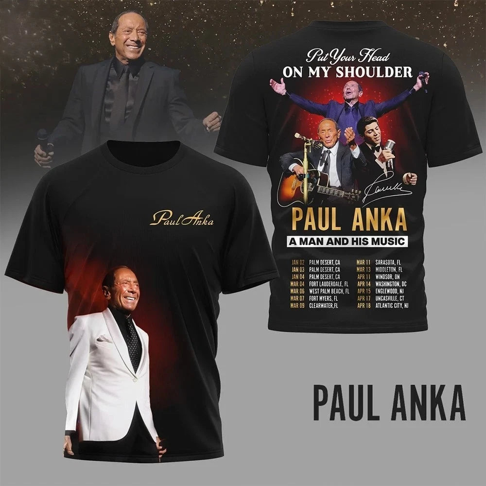 Paul Anka Put Your Head On My Shoulder Tour T-shirt Unisex All Size