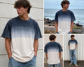 Courtsmith USA Made Dip Dye Ombre T Shirt Beige Gray Grunge Surf Large