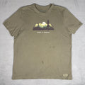 Life is Good Crusher Tee L Olive Green Keep It Simple Mountain Graphic T-Shirt