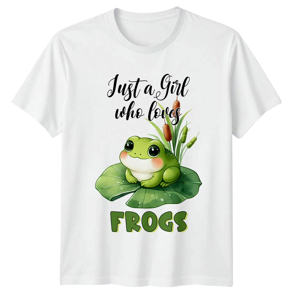 Just A Girl Who Loves Frogs Frog Lover Cartoon T-Shirt