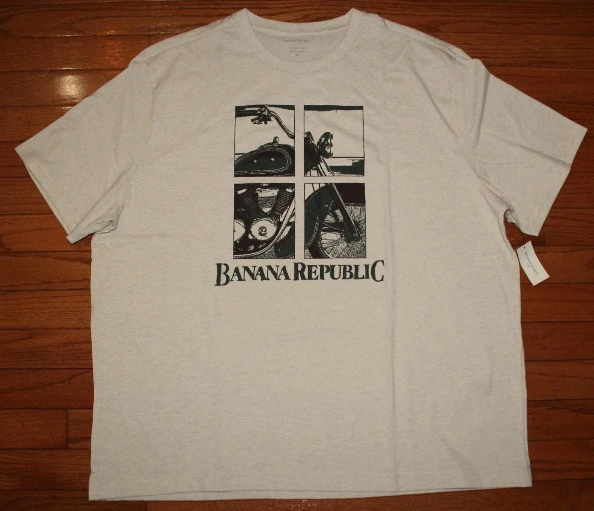 BANANA REPUBLIC Men MOTORCYCLE LOGO Graphic Tee PREMIUM WASH T-Shirt Size XL *1C