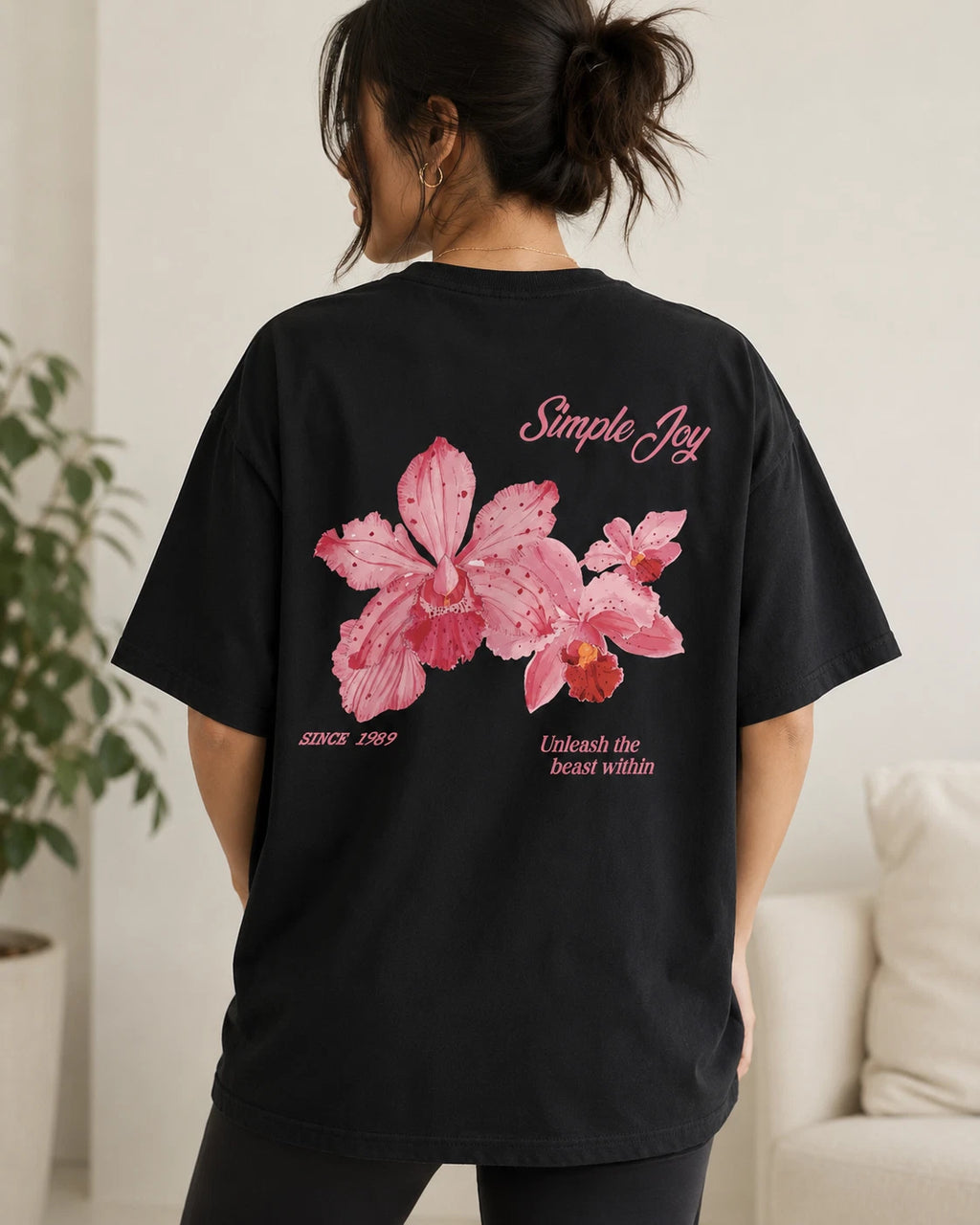 Simple Joy Orchid T-Shirt | Pink Flower Graphic Tee Women Men