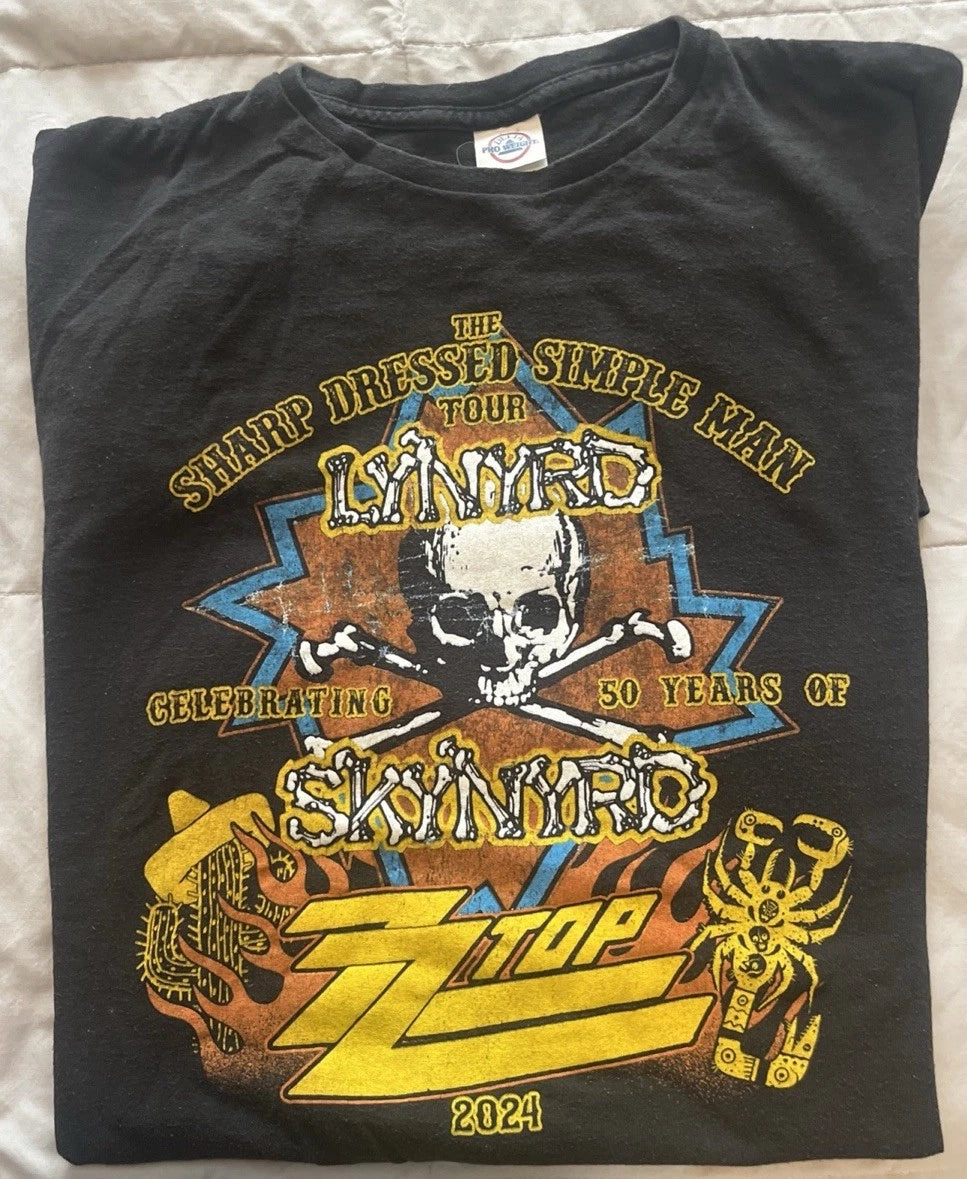 Lynyrd Skynyrd 2024 Simple Man Tour Tee 'Black' / Size XL / Gildan Heavy P5