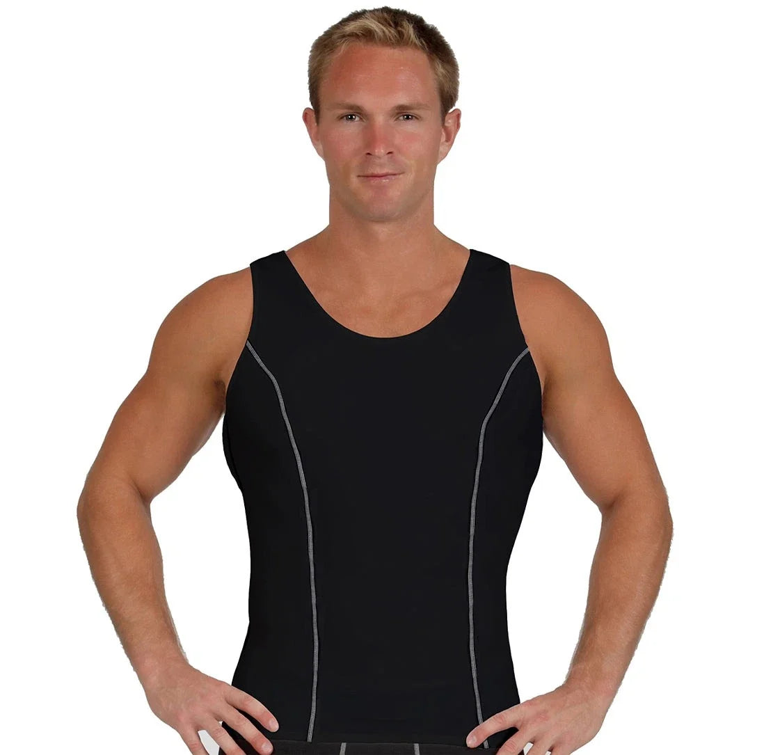 INSTA SLIM HIGH COMPRESSION MUSCLE TANK SIZE: MEN XL - BLACK/WHITE