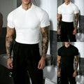 Men's Solid Color Short Sleeve Business Shirt Slim Fit Turn Down Collar
