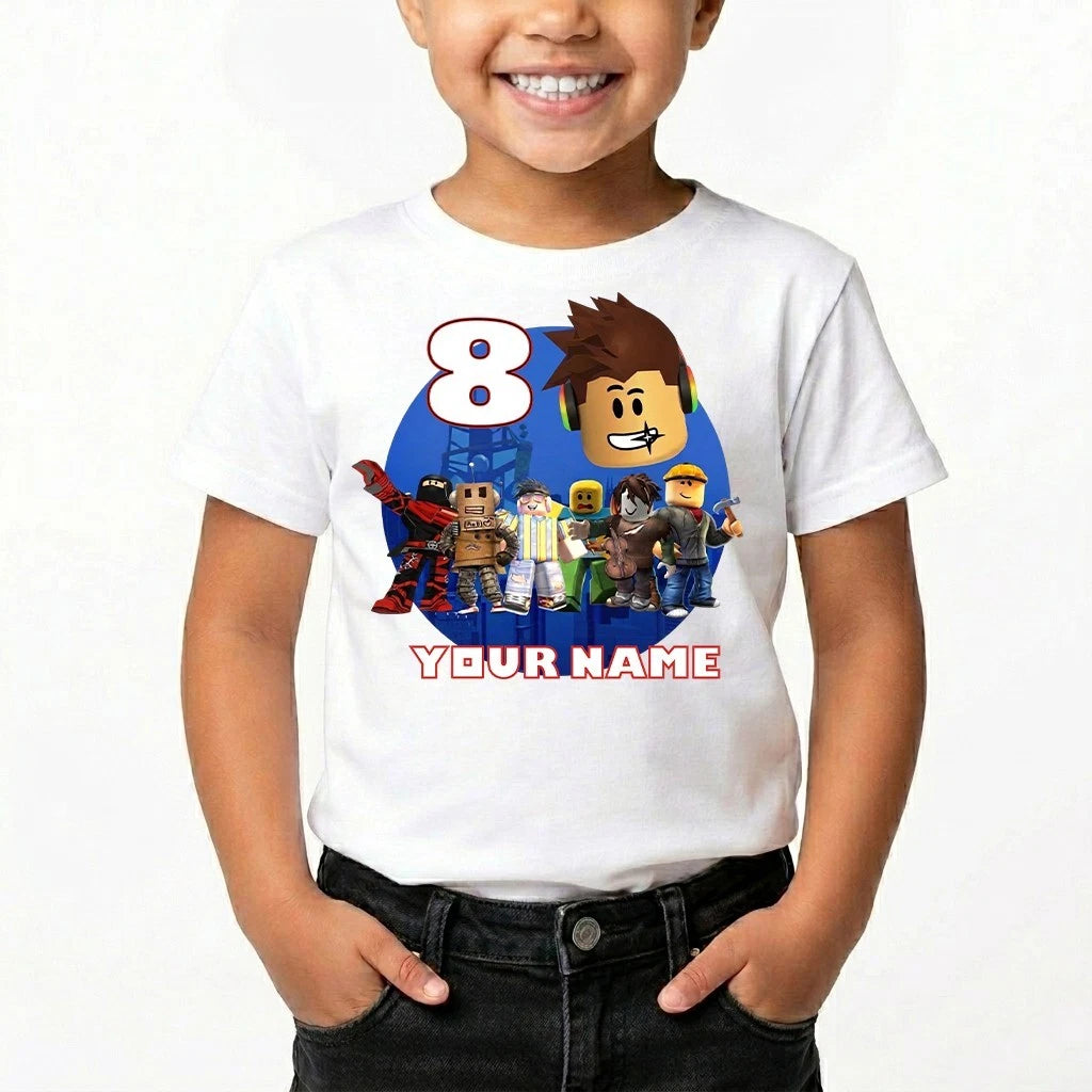 Personalised Birthday Gamer Kids T Shirt Boys Girls Gaming Gift UK Tee