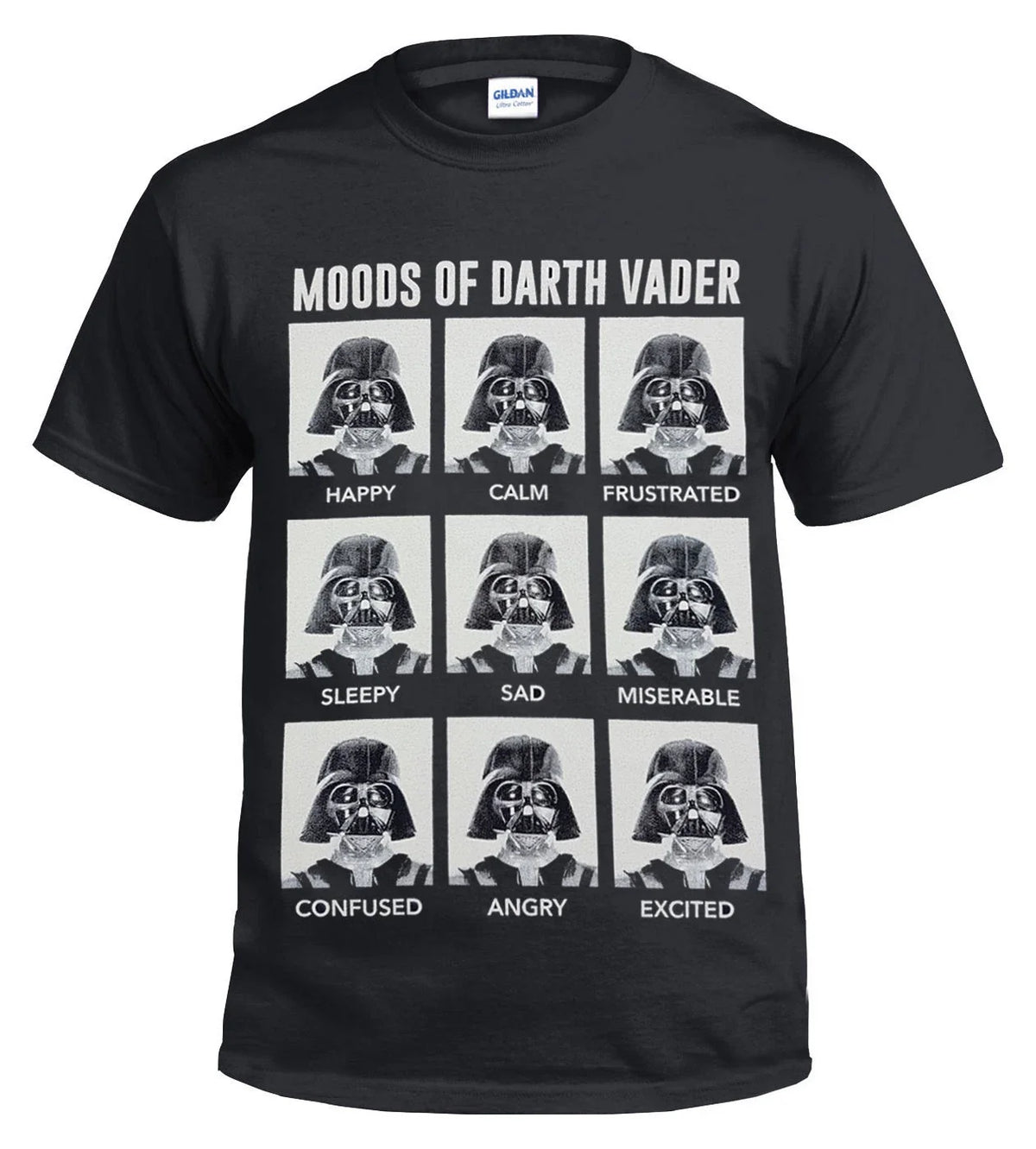 MOODS OF DARTH VADER T-ShirtFunnyStarWarsStormtrooperSadHappyMensKidsLadiesSanta