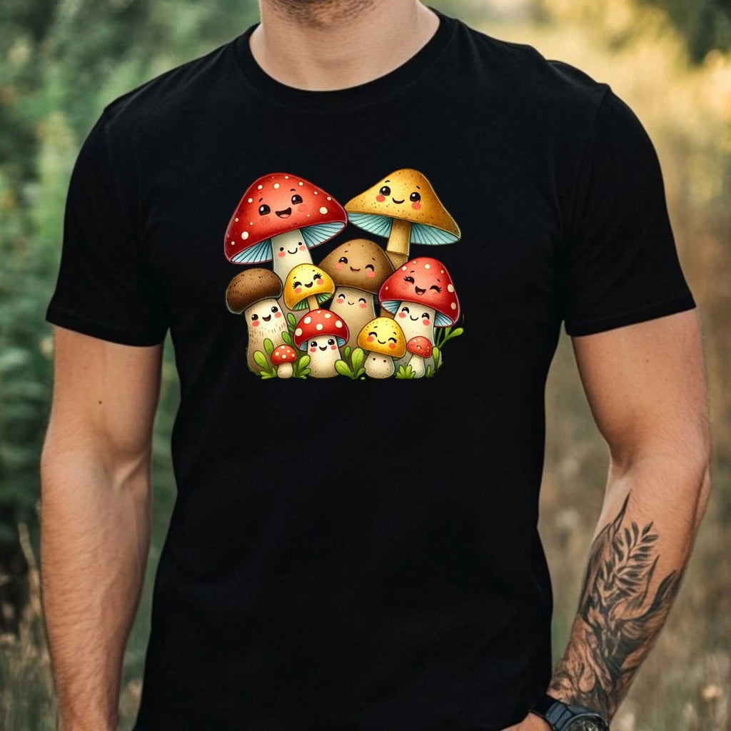 Mens Watercolour Mushroom Motif Cotton T-Shirt Size XS to 5XL