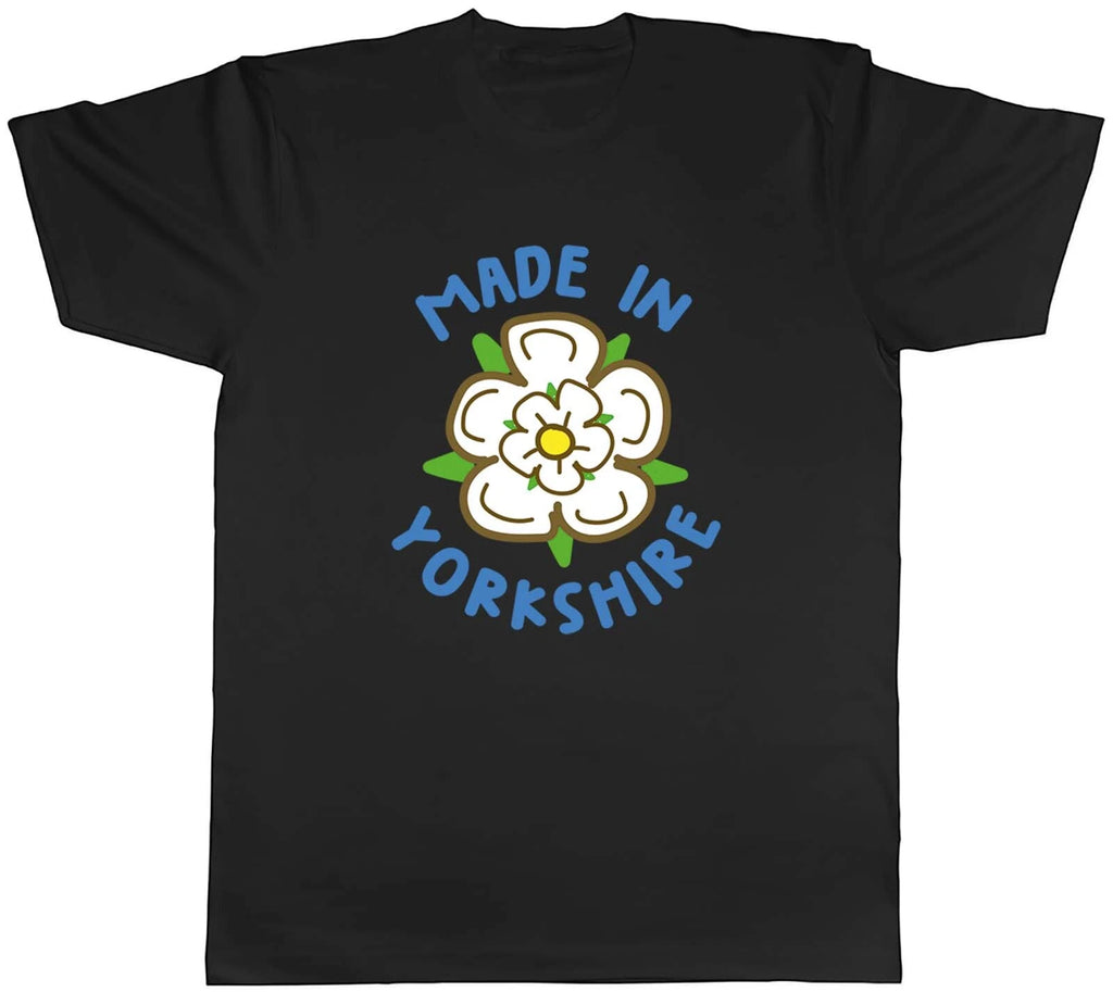 Made in Yorkshire Mens T-Shirt White Rose of York Unisex Tee Gift
