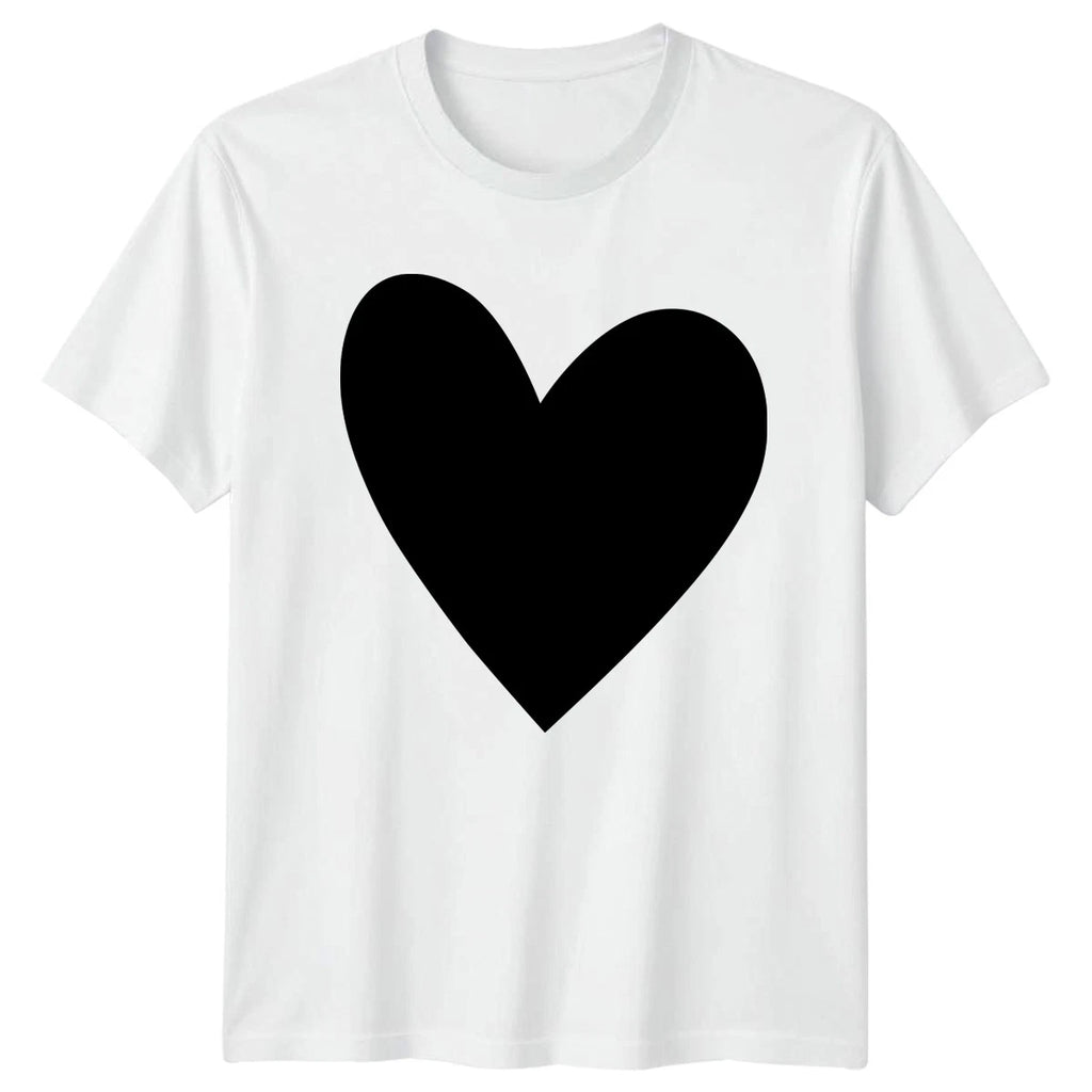 Love Simple Black Heart Design T-Shirt Minimalist Graphic Valentines Day
