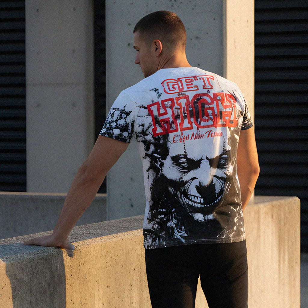 New Yakuza Men's Get High All Over Regular T-Shirt - Black
