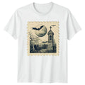 Vintage Halloween Graveyard Bats Moon Holidays Mens T-Shirt Womens Tee