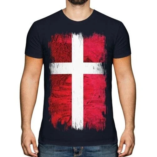 Denmark Grunge Flag Men T-Shirt Denmark Football Danish Gift Shirt