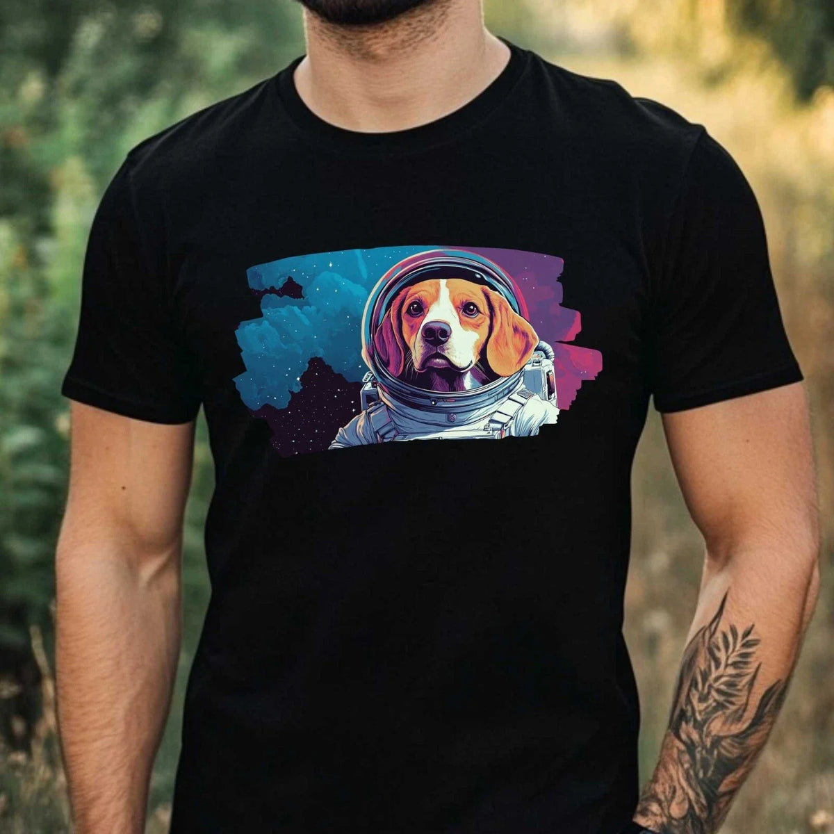 Mens Beagle as Astronaut Print Cotton T-Shirt Size XS to 5XL