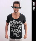 Pistol Boutique Men's Black Round Neck Fitted T-Shirt Not Even God Judges